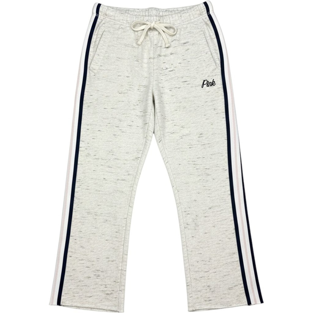 PINK Victoria's Secret Wide Leg Sweatpants Gray Navy Side Stripe Size S